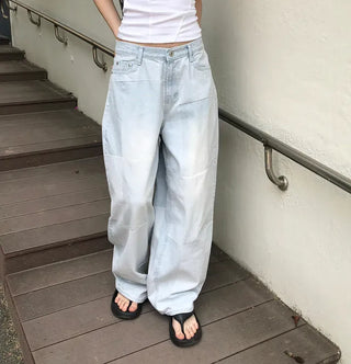 Cube Pattern Balloon Wide Denim Pants