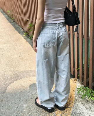 Cube Pattern Balloon Wide Denim Pants