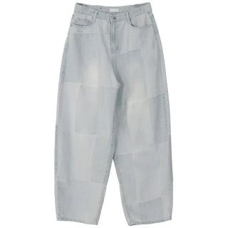 Cube Pattern Balloon Wide Denim Pants