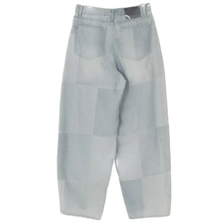 Cube Pattern Balloon Wide Denim Pants
