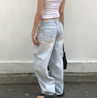 Cube Pattern Balloon Wide Denim Pants