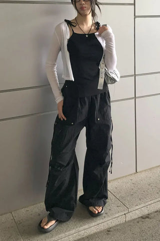 Rivet Pintuck Point Nylon String Banding Pants