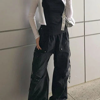 Rivet Pintuck Point Nylon String Banding Pants