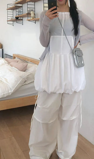 Rivet Pintuck Point Nylon String Banding Pants