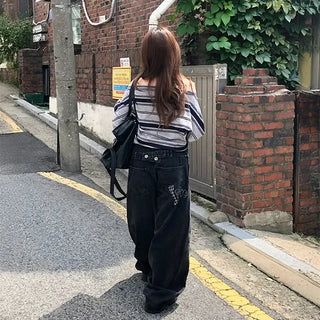 Love Check Strap Balloon Jeans