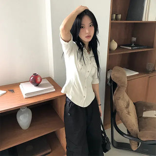 Work pocket half-sleeve shirt