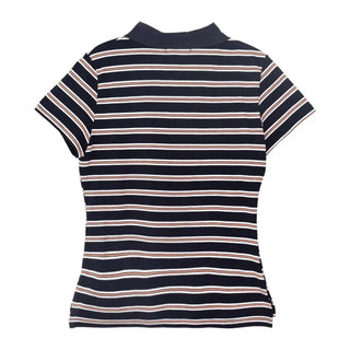 Striped Shirred Collar Short Sleeve Tee