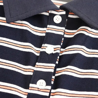 Striped Shirred Collar Short Sleeve Tee
