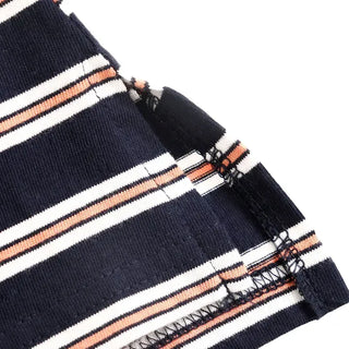 Striped Shirred Collar Short Sleeve Tee
