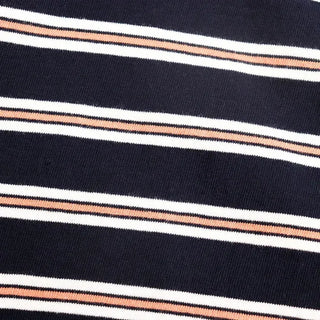 Striped Shirred Collar Short Sleeve Tee