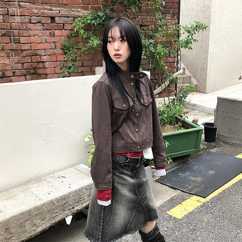 As-cropped suede jacket