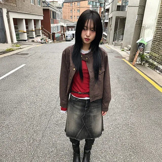 As-cropped suede jacket