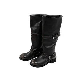 Vintage washed biker boots