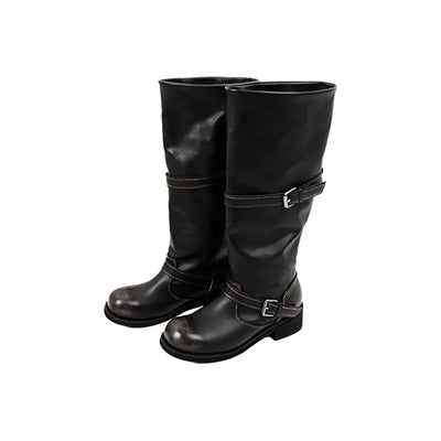 Vintage washed biker boots