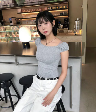 Shirred Puff Slim Sleeveless Top