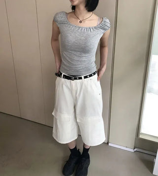 Shirred Puff Slim Sleeveless Top