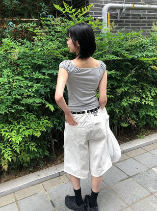 Shirred Puff Slim Sleeveless Top