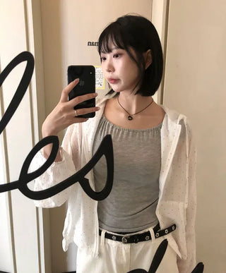 Shirred Puff Slim Sleeveless Top
