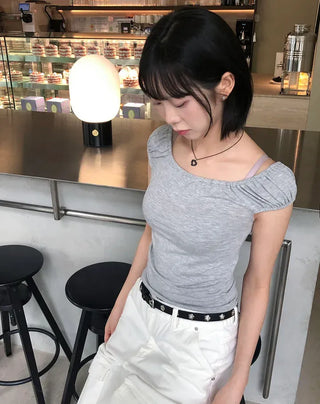 Shirred Puff Slim Sleeveless Top