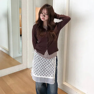 Chiffon Wool Lace Wrap Skirt