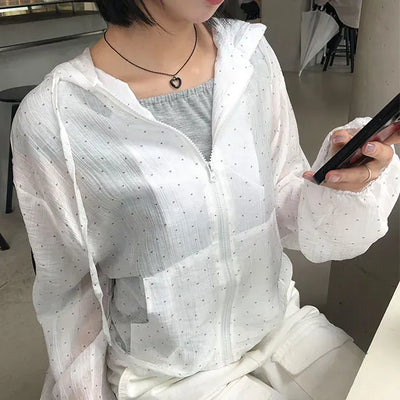 See-through Mini Heart Frill Windbreaker