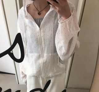 See-through Mini Heart Frill Windbreaker
