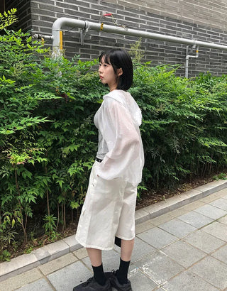 See-through Mini Heart Frill Windbreaker