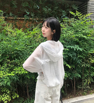 See-through Mini Heart Frill Windbreaker