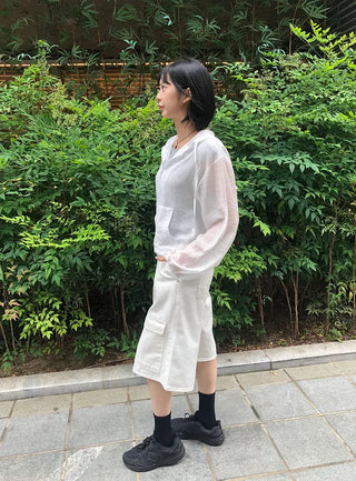 See-through Mini Heart Frill Windbreaker