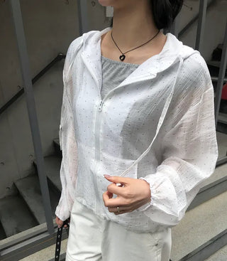See-through Mini Heart Frill Windbreaker