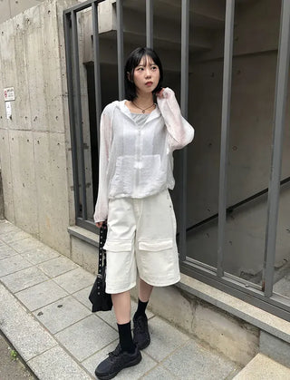 See-through Mini Heart Frill Windbreaker