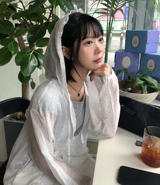 See-through Mini Heart Frill Windbreaker