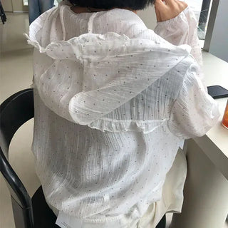 See-through Mini Heart Frill Windbreaker