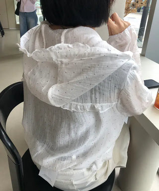 See-through Mini Heart Frill Windbreaker