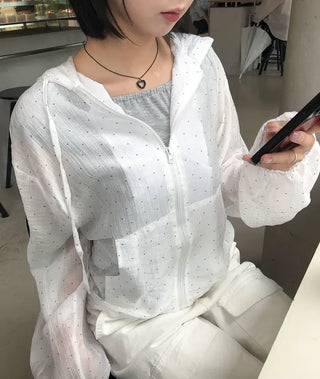 See-through Mini Heart Frill Windbreaker