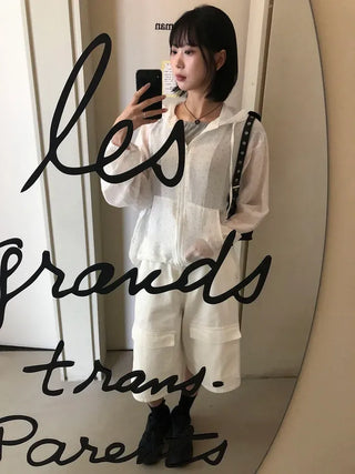See-through Mini Heart Frill Windbreaker