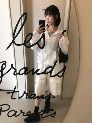 See-through Mini Heart Frill Windbreaker