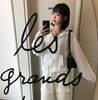 See-through Mini Heart Frill Windbreaker
