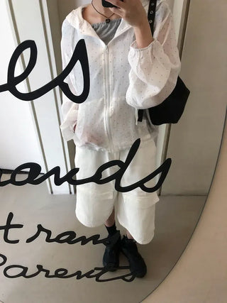 See-through Mini Heart Frill Windbreaker