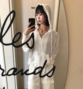 See-through Mini Heart Frill Windbreaker