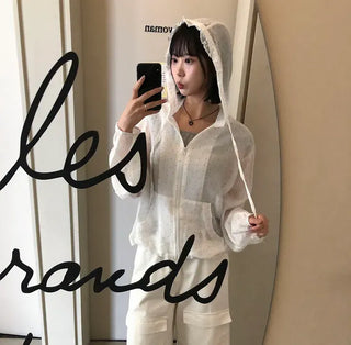 See-through Mini Heart Frill Windbreaker