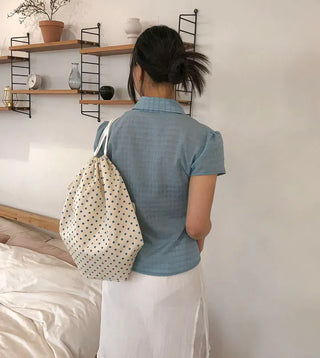 Shirred Check Shirt Blouse