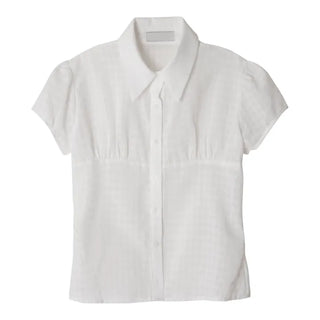 Shirred Check Shirt Blouse