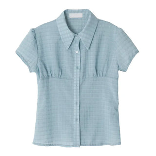 Shirred Check Shirt Blouse