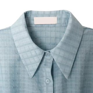 Shirred Check Shirt Blouse
