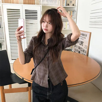 Burnt Roll-up Check Shirt