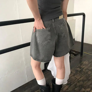 Pigment Washed A-Line Short Denim Pants