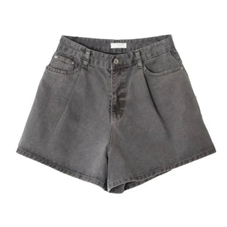 Pigment Washed A-Line Short Denim Pants