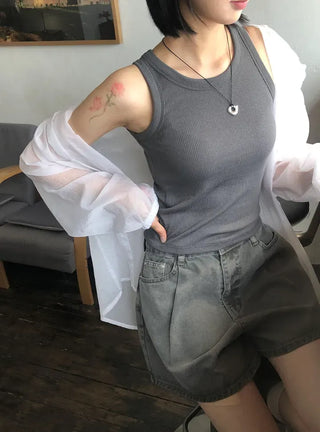 Daily U-neck Ribbed Sleeveless