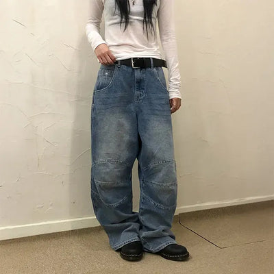 Slit Curve Wide Jeans